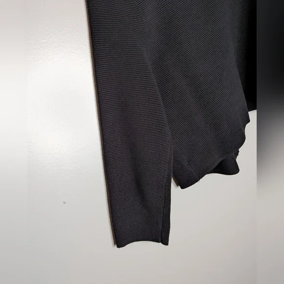 Charter Club Cardigan Sweater Black TexturedOpen Front Cropped Size M - Picture 9 of 16